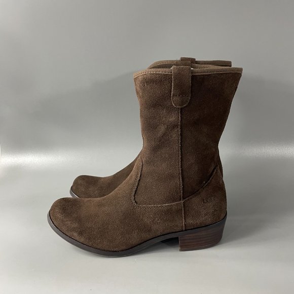 Ugg Women's Brown Suede Boots Zip Size 4 - Picture 5 of 12